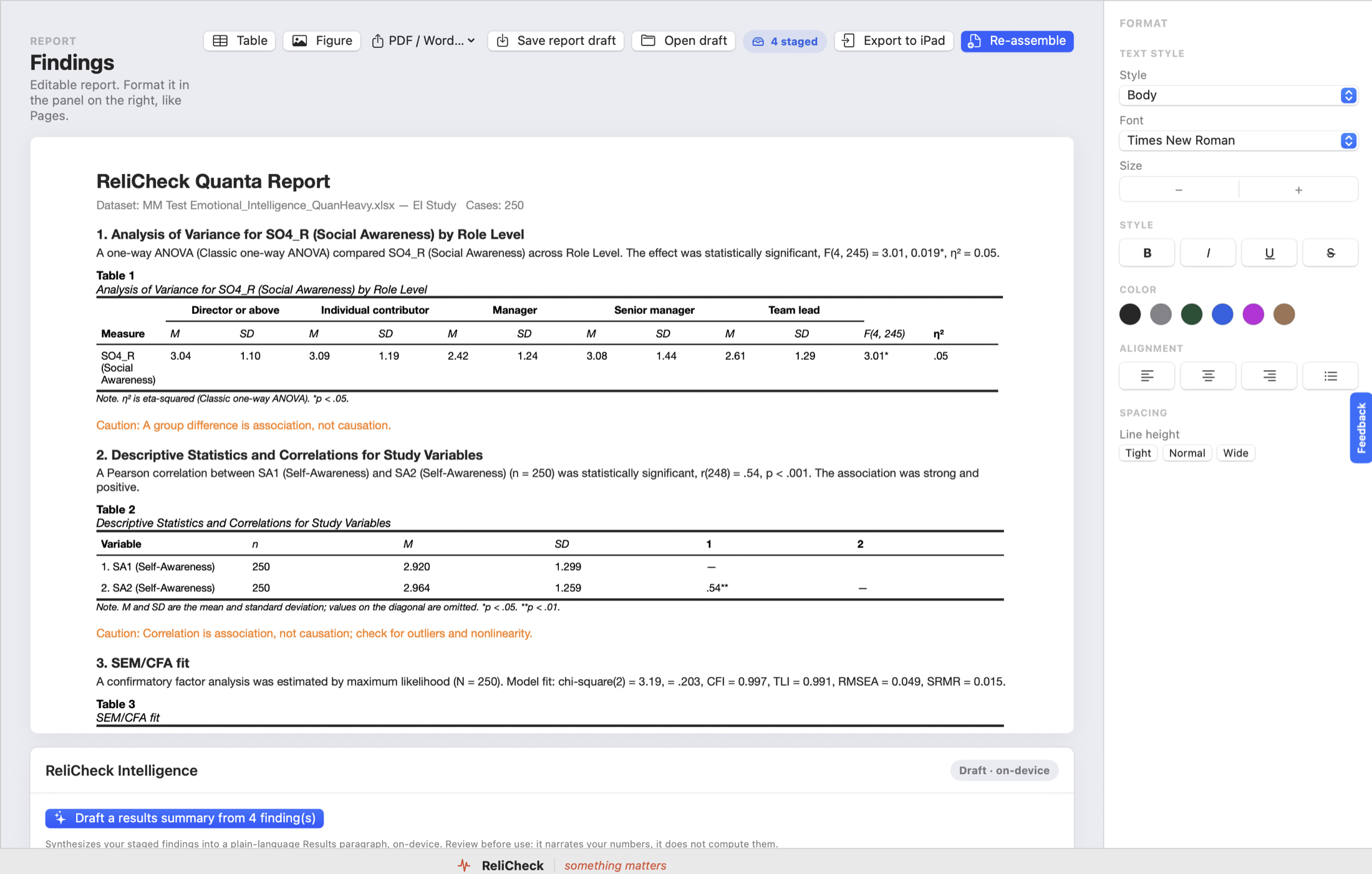 Quanta findings report, light mode
