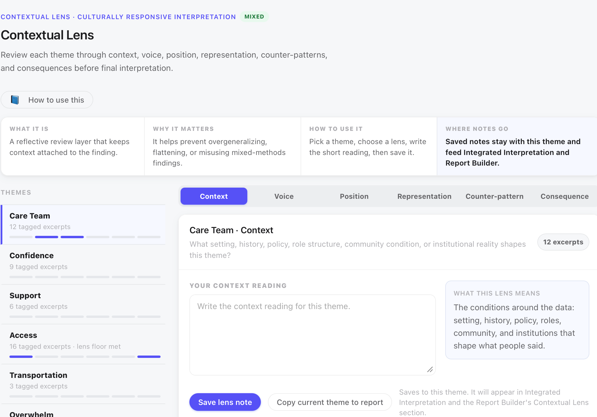 MM Studio Contextual Lens, Care Team context tab