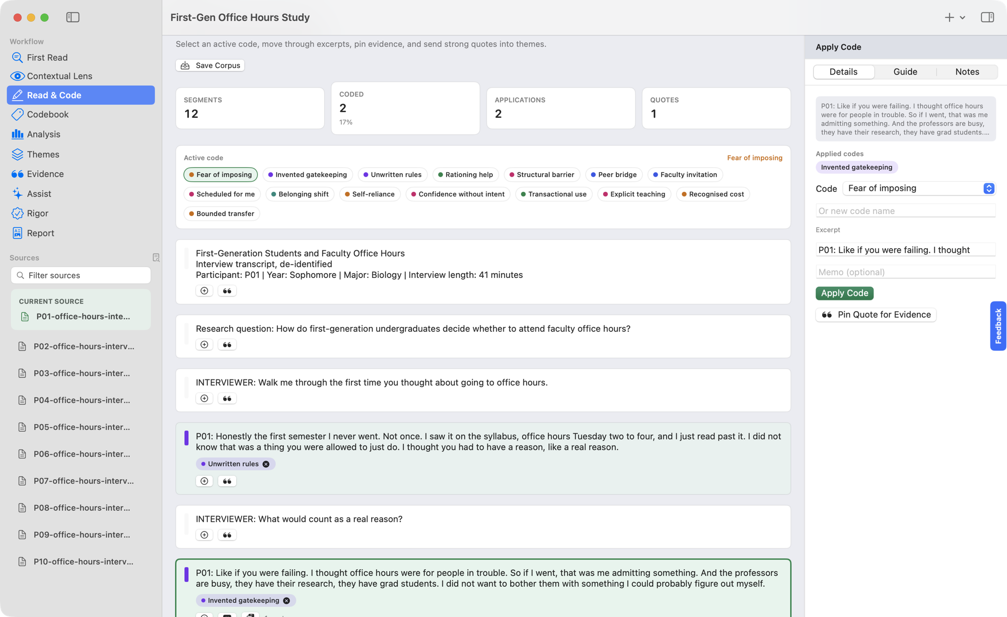Quala coding view